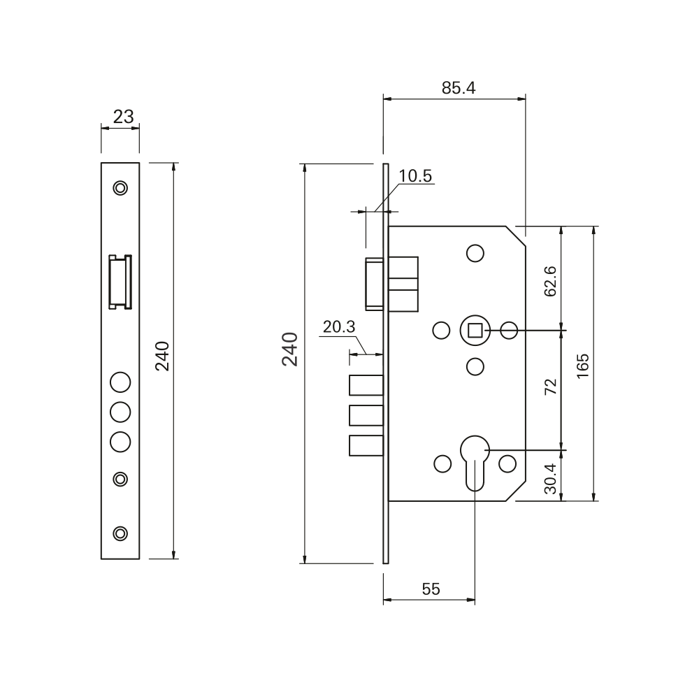FECHADURA EURO 55 - PITONES