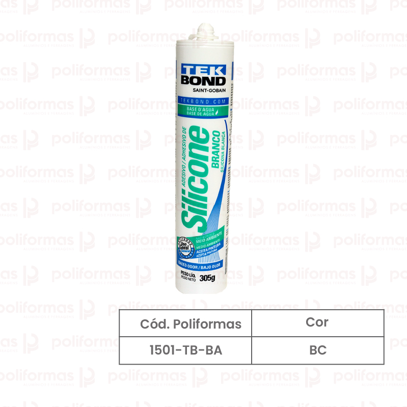 Silicone acético branco a base d'água 305gr 