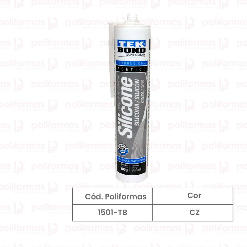 Silicone acético cinza Tek Bond 280gr